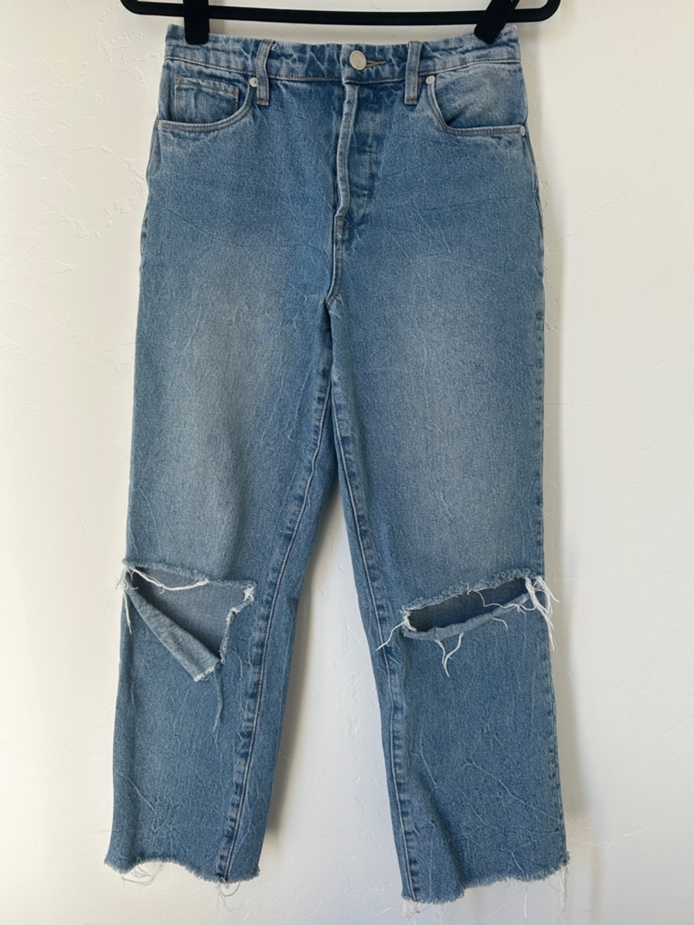 Blank NYC Light Blue Straight Leg Ripped Knee Jeans